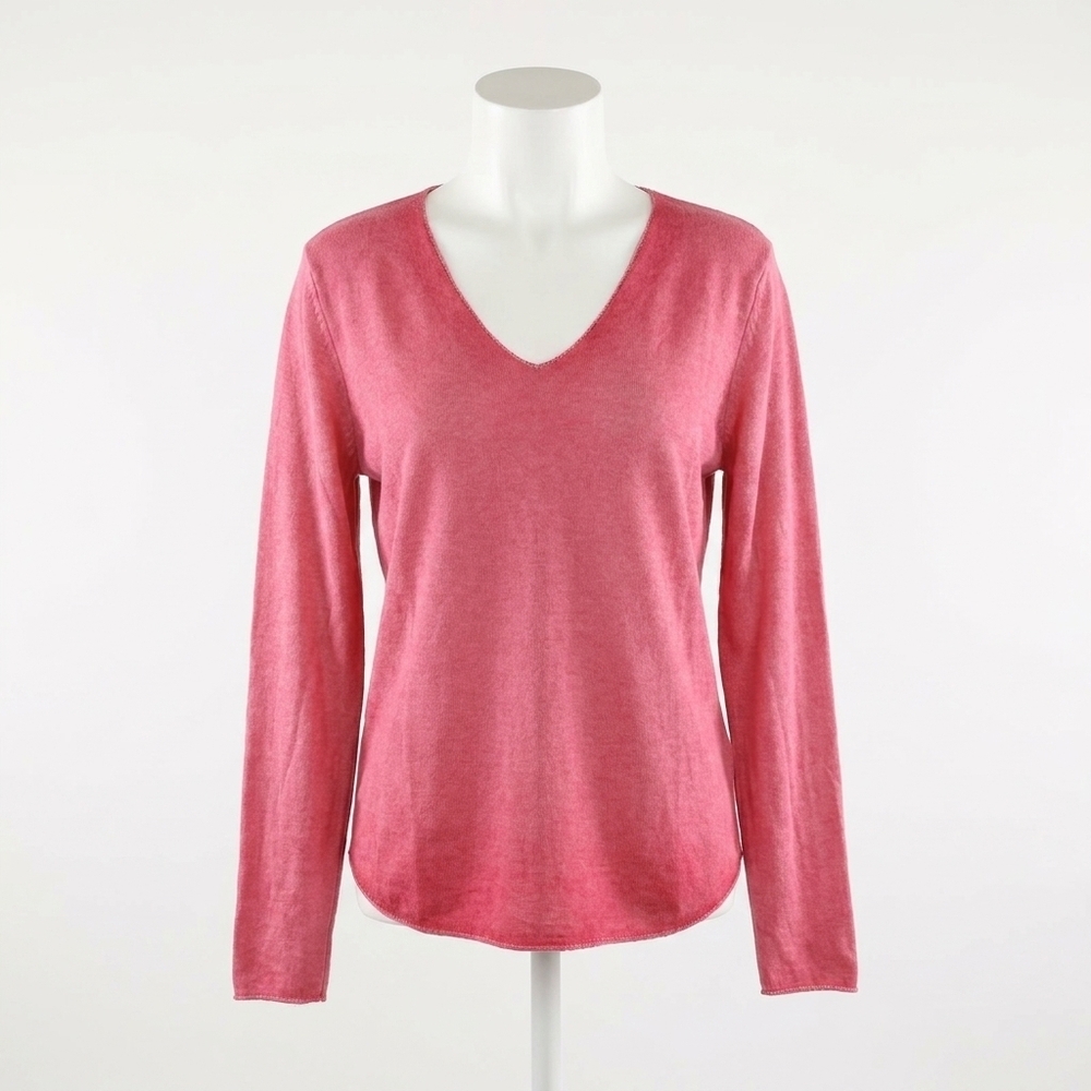 NEW MADE IN ITALY women's long sleeved v-neck top in ruby